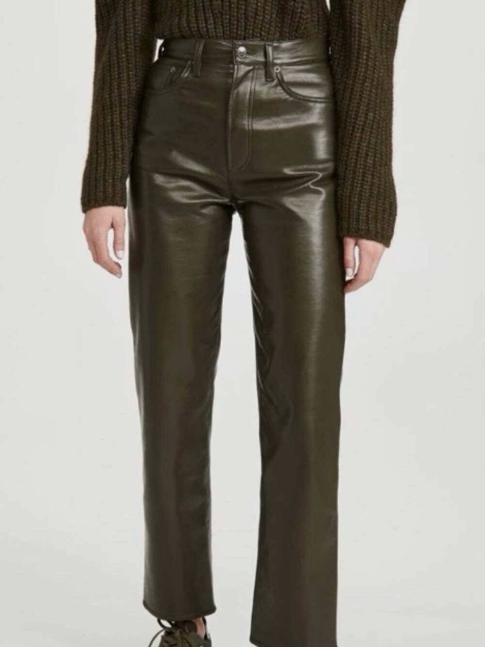 AGOLDE Olive 90s Straight Leather Pants Sz 24
